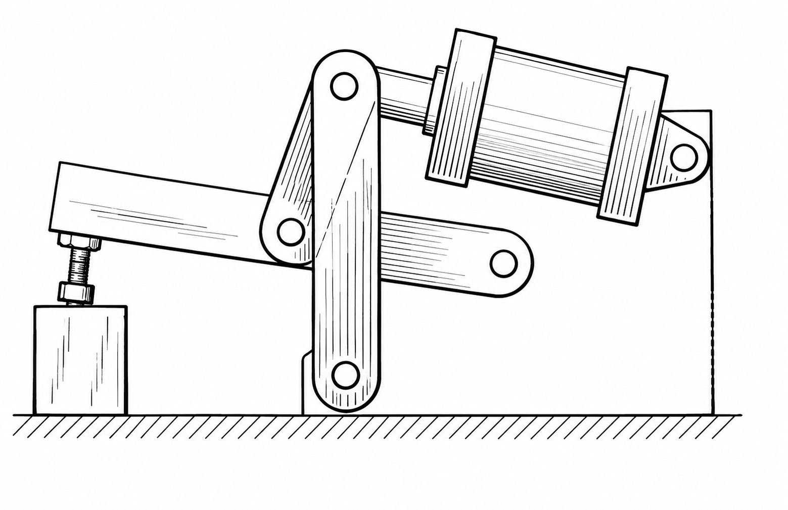 A conventional toggle clamp at the dead centre