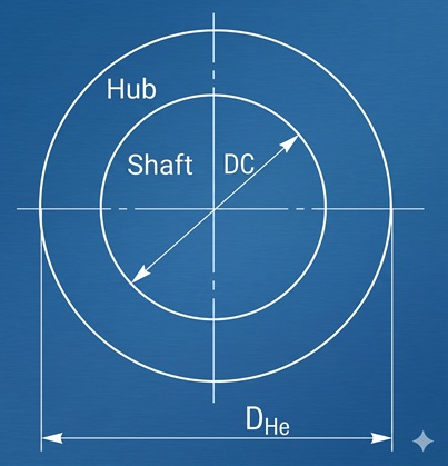 Shaft-hub geometry: contact diameter D_C and hub outer diameter D_He